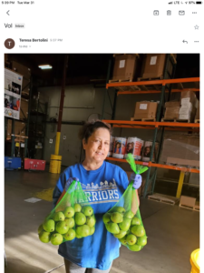 Teresa helping at the Food Bank in San Francisco