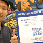 In-Jun helped out at the Northwest Harvest hunger relief agency